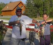 A nice father and son catch