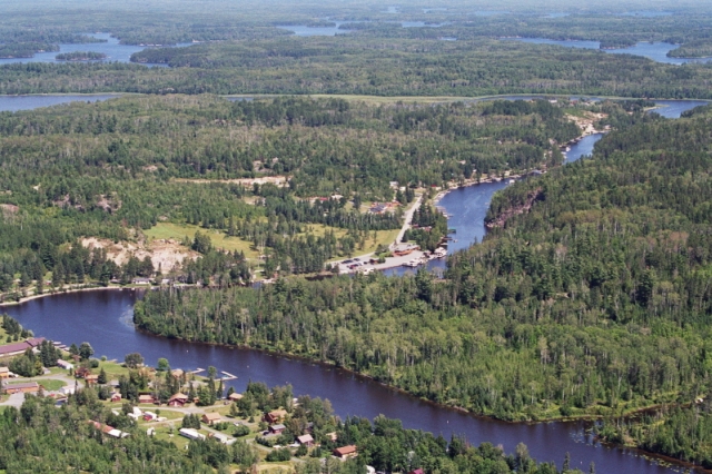 View from Ash Trail Lodge in lower left corner out to Sullivan Bay and Namakan Lake