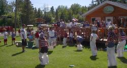 Everyone sack racing